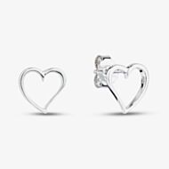 Fashionista Silver Sterling Silver Open Heart Stud Earrings AE20713/R