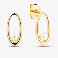 Yellow Gold Tone Plated Sterling Silver Freshwater Pearl Oval Stud Earrings AE20079WFM/G