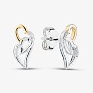 Fashionista Silver Two Tone Sterling Silver Cubic Zirconia Heart Stud Earrings AE15363Z/RG