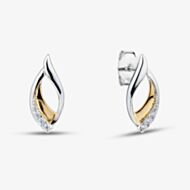 Fashionista Silver Two Tone Sterling Silver Cubic Zirconia Twist Teardrop Stud Earrings AE22781Z/RG