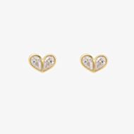 Fashionista Gold Yellow Gold Tone Plated Sterling Silver Cubic Zirconia Heart Stud Earrings E6817C