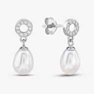 Sterling Silver 7-7.5mm Freshwater Pearl Dropper Earrings EOW70063FW