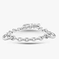 Silver & Diamond Cut Out Heart Link Chain T-Bar Bracelet PBC02762