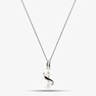 Sterling Silver Double Freshwater Pearl Twist Pendant Necklace PNW70226FW