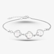Sterling Silver Freshwater Pearl And Cubic Zirconia Bracelet BRW70246FW