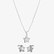 Silver Cubic Zirconia Star Pendant and Studs Set SET14288