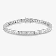 Starbright Silver Square Cubic Zirconia 7.5 Inch Tennis Bracelet B742 7.5~ 3A