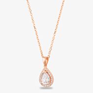 Starbright Rose Pear-cut Cubic Zirconia Halo Pendant THB-01P 3A RGP