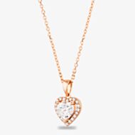 Starbright Rose Heart-cut Cubic Zirconia Halo Pendant THB-03P 3A RSP