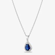 Starbright Sterling Silver Pear Shaped Cubic Zirconia Halo Pendant Necklace THB-01P SAP