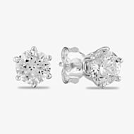 Starbright Silver 6mm Six Claw Round Cubic Zirconia Stud Earrings E2177(6M) 3A