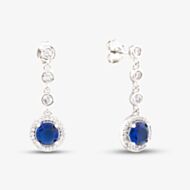 Starbright Sterling Silver Blue Cubic Zirconia Halo Cluster Dropper Stud Earrings THB-05e SAP