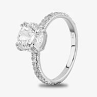 Starbright Silver Cushion-Cut Cubic Zirconia Shouldered Ring R6219 3A