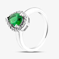 Starbright Sterling Silver Green Pear Cut Cubic Zirconia Halo Cluster Ring THB-01r GR