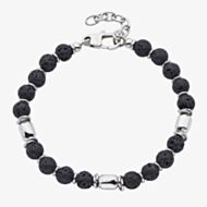 Unique Stainless Steel Lava Stone Bead Bracelet LAB-275/21CM