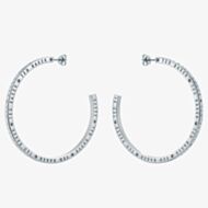 Ted Baker LOA Silver Tone Plated Logo Half Hoop Earrings TBJ3818-01-03