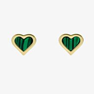 Ted Baker Morlia Gold Tone Green Monogram Heart Stud Earrings TBJ3797-02-180