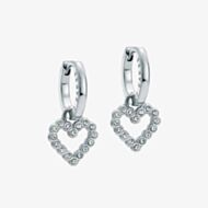 Ted Baker Amora Silver Tone Cubic Zirconia Halo Heart Huggie Hoop Earrings TBJ3835-01-02