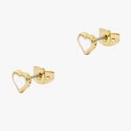 Ted Baker HAILEY Gold Tone Plated White Enamel Heart Stud Earrings TBJ4210-02-08