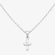 Fleur Kids Sterling Silver Cubic Zirconia Cross Pendant Necklace AZP041404