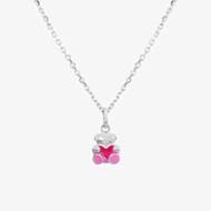 Fleur Kids Sterling Silver & Enamel Teddy Bear Necklace THB001304