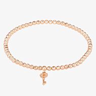 Isabella Verona Rose Gold Tone Beaded Heart Key Elastic Bracelet SBETSRL17Y-KEY-R