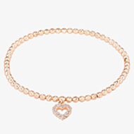 Isabella Verona Rose Gold Tone Beaded Open Heart Elastic Bracelet SBETSRL17Y-HRT-R