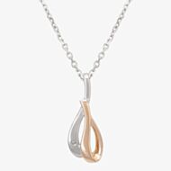 Silver Sparkle Two-Tone Looping Ribbons Pendant DP339CRG0.5(T)
