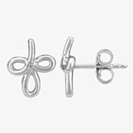 Silver Sparkle Silver Flower Petals Stud Earrings DE342C(T)
