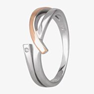Silver Sparkle Two-Tone Looping Ribbons Ring DR339CRG2M(T)