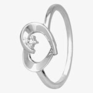 Silver Sparkle Silver Framed Heart Ring R3171C(T)