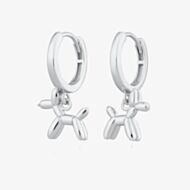 Scream Pretty Silver Rhodium Plated Plated Balloon Dog Charm Hoop Earrings SPS-159