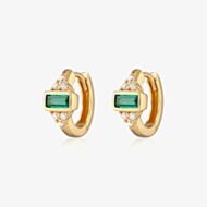 Scream Pretty Audrey 18ct Gold Plated Green Cubic Zirconia Huggie Hoop Earrings SPG-91