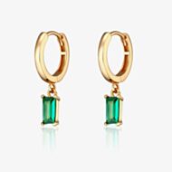 Scream Pretty 18ct Gold Plated Green Cubic Zirconia Drop Hoop Earrings SPG-426