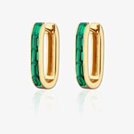 Scream Pretty 18ct Gold Plated Oval Green Cubic Zirconia Hoop Earrings SPG-93