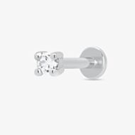 Scream Pretty Silver Rhodium Plated Round Cubic Zirconia Single Stud Earrings SPS-33