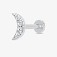 Scream Pretty Silver Rhodium Plated Cubic Zirconia Moon Single Stud Earrings SPS-47a