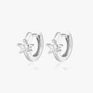 Scream Pretty Silver Rhodium Plated Cubic Zirconia Single Star Huggie Hoop Earrings SPS-398