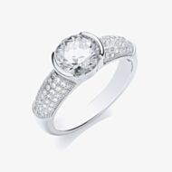 Bouton Ladies Silver Cubic Zirconia Pavé Shoulders Ring BR070