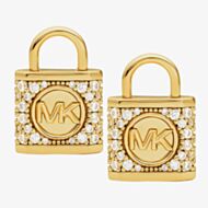 Michael Kors 14ct Gold Plated Cubic Zirconia Logo Padlock Stud Earrings MKC1628AN710