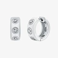 Michael Kors Silver Tone Plated Logo Huggie Hoop Earrings MKJ8655040