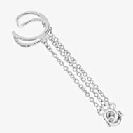 Lucy Quartermaine Silver Art Deco Single Ear Cuff And Stud With Chain ADCU2
