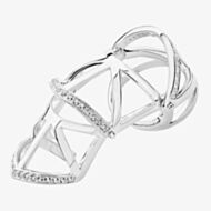 Lucy Quartermaine Silver Art Deco White Topaz Armour Ring ADR4
