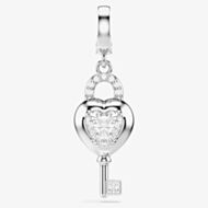 Swarovski Idyllia Rhodium Plated Crystal Heart Key Charm 5742957