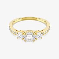 Swarovski Stilla Gold Tone Plated Three Stone White Zirconia Ring 5723293