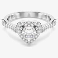 Swarovski Una Angelic Rhodium Plated Heart Crystal Ring 5744046