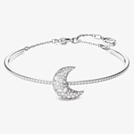 Swarovski Luna White Mixed Cuts Moon Rhodium Plated Bangle 5666175 (M)
