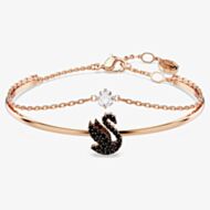 Swarovski Rose Gold Plated Black Swan Bangle 5678048