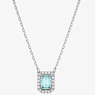 Swarovski Ladies Millenia Rhodium Plated Blue Octagon Necklace 5640289