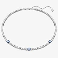 Swarovski Matrix Blue Mixed Cut Rhodium Plated Tennis Necklace 5666167 (M)